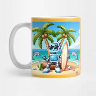 Surfer Robot Cartoon Mug